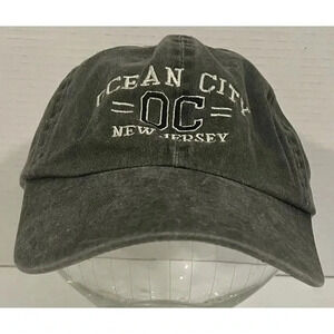 Ocean City OC New Jersey Gray Black White Cotton Adjustable Strapback Cap Hat‎